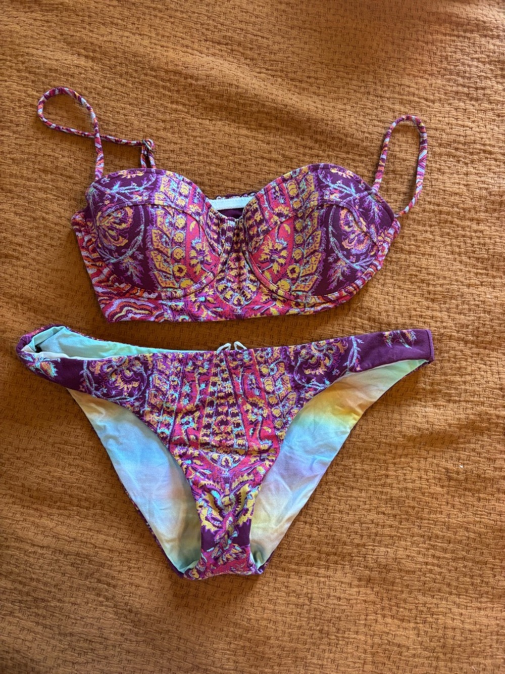 Billabong Purple Pink Paisley Bikini Set